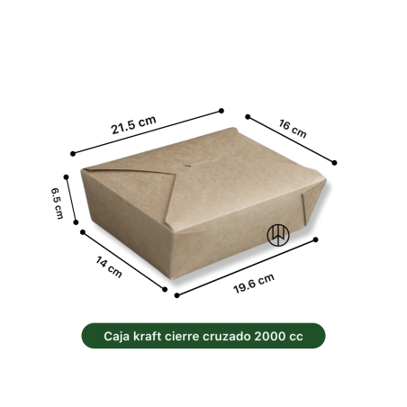 Caja kraft cierre cruzado 2000 cc 200 unidades