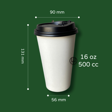 vaso kraft 16oz 500cc con tapa x 1000 unidades