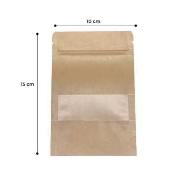 bolsa kraft doypack  10x15+3cm 100 unids